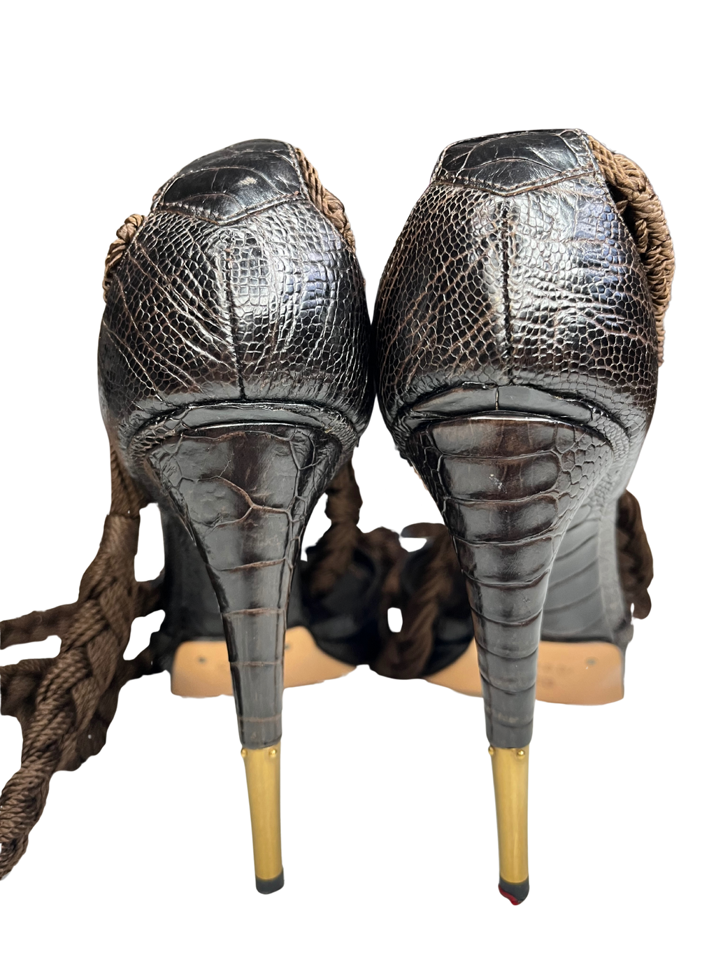GUCCI WOVEN CROCODILE HEELS EU37.5