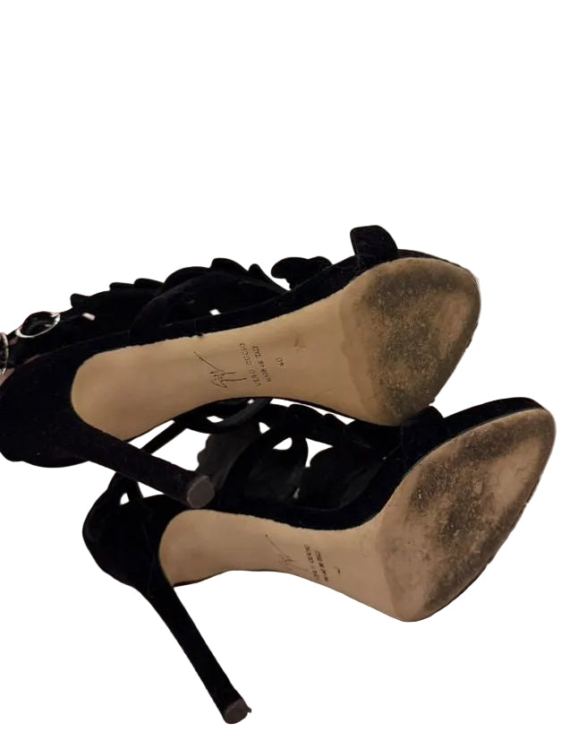 ZANOTTI CRUEL SUMMER BLACK VELVET HEELS EU40