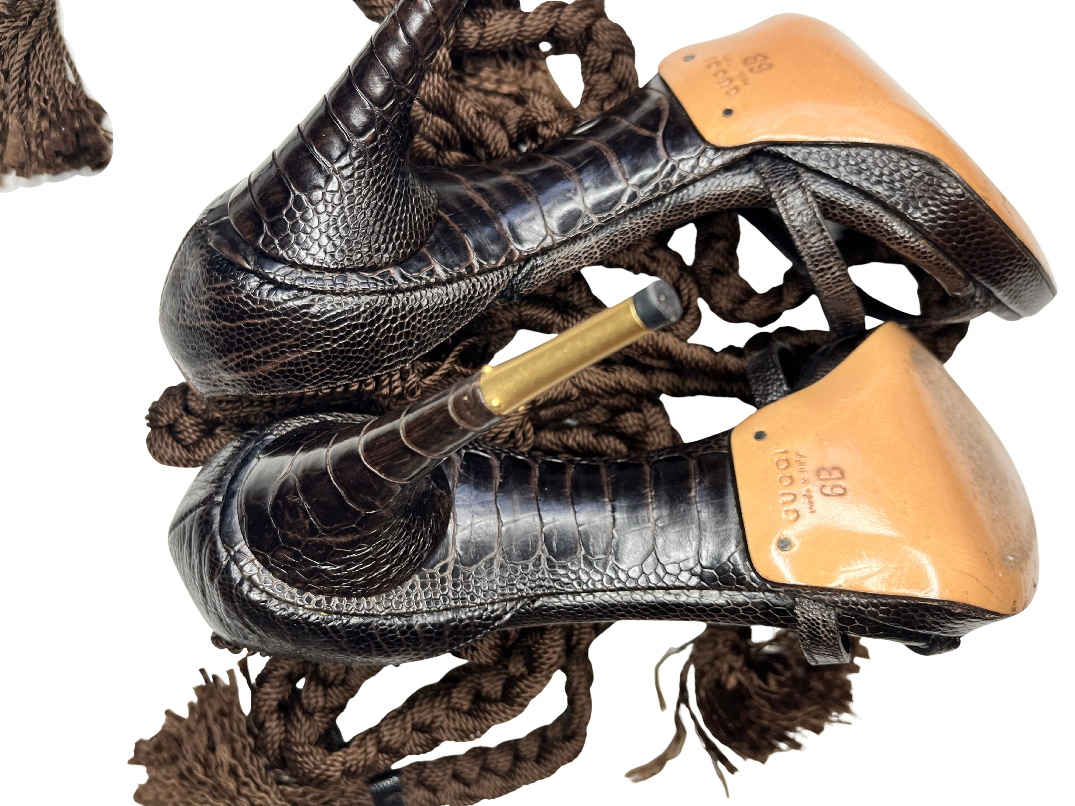 GUCCI WOVEN CROCODILE HEELS EU37.5