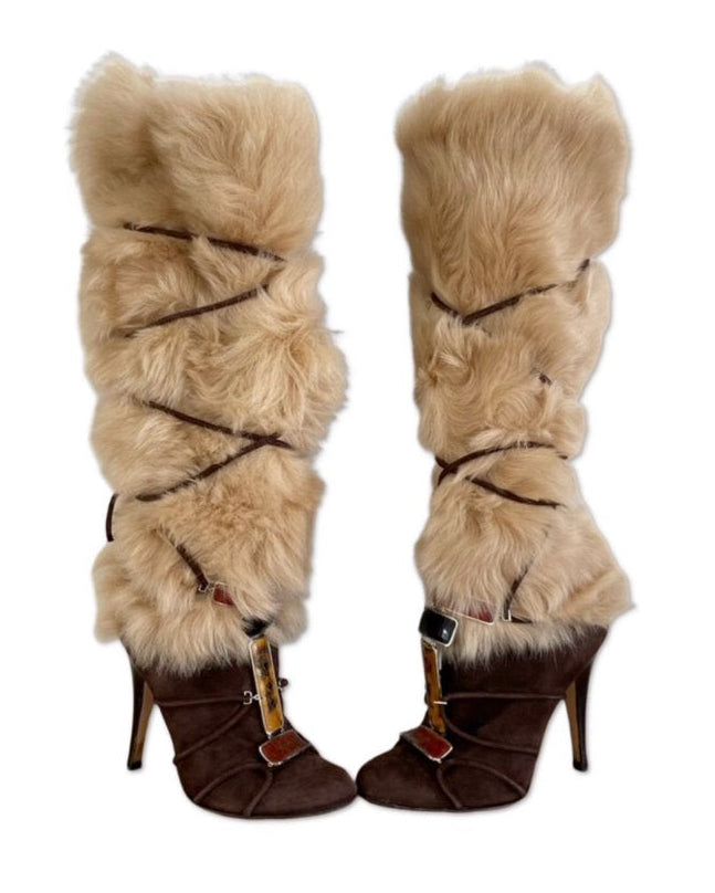VICINI 2005 EMBELLISHED FUR BOOTS EU39 & EU37