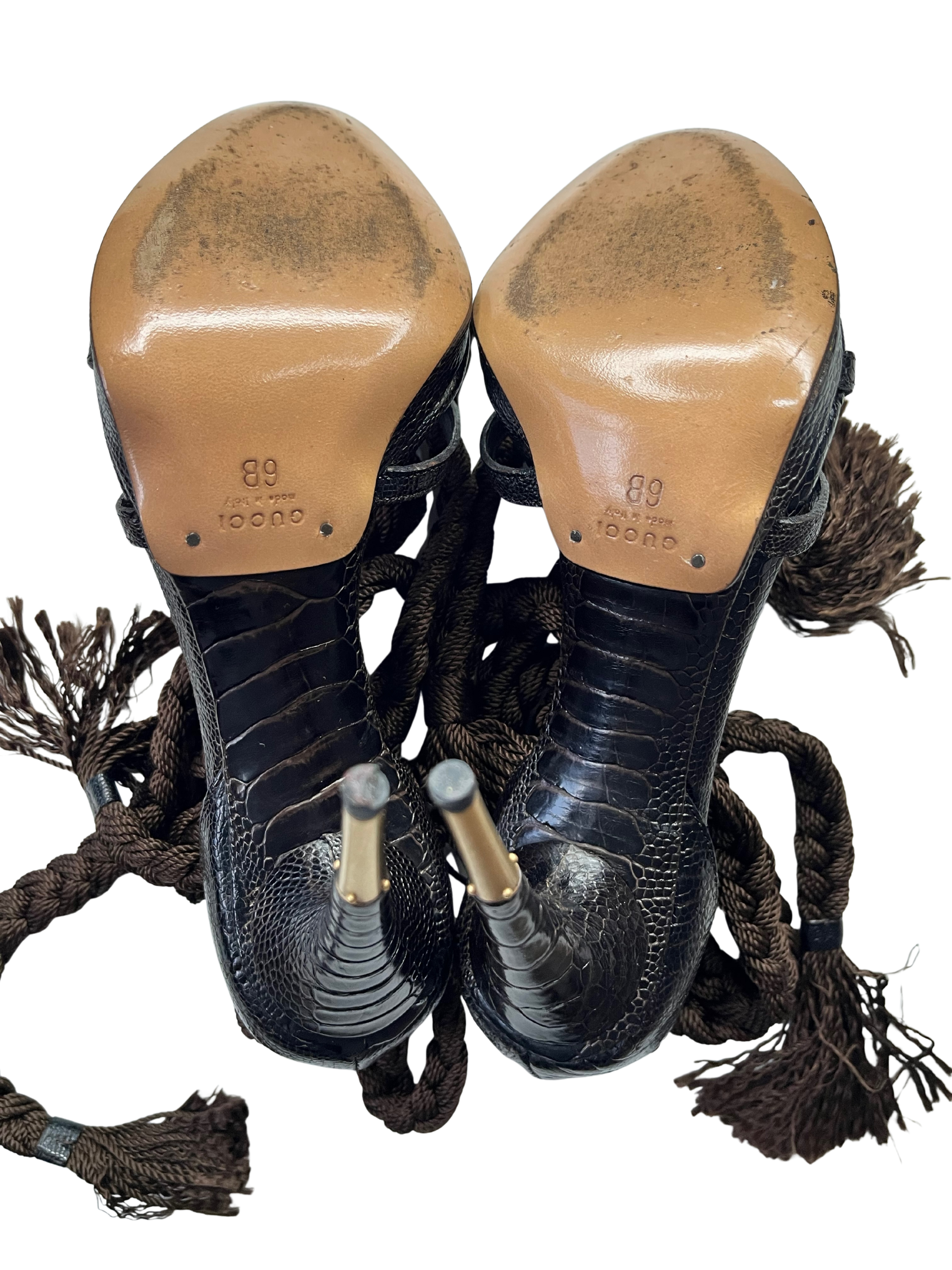 GUCCI WOVEN CROCODILE HEELS EU37.5