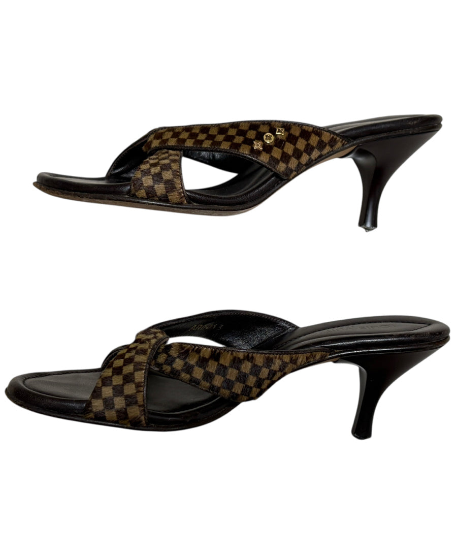 LOUIS VUITTON DAMIER PONY MULES EU34