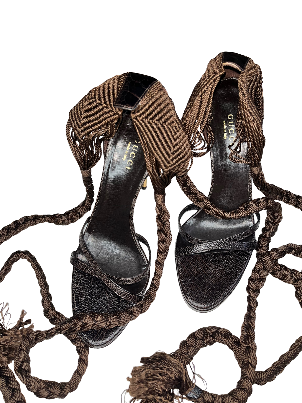 GUCCI WOVEN CROCODILE HEELS EU37.5