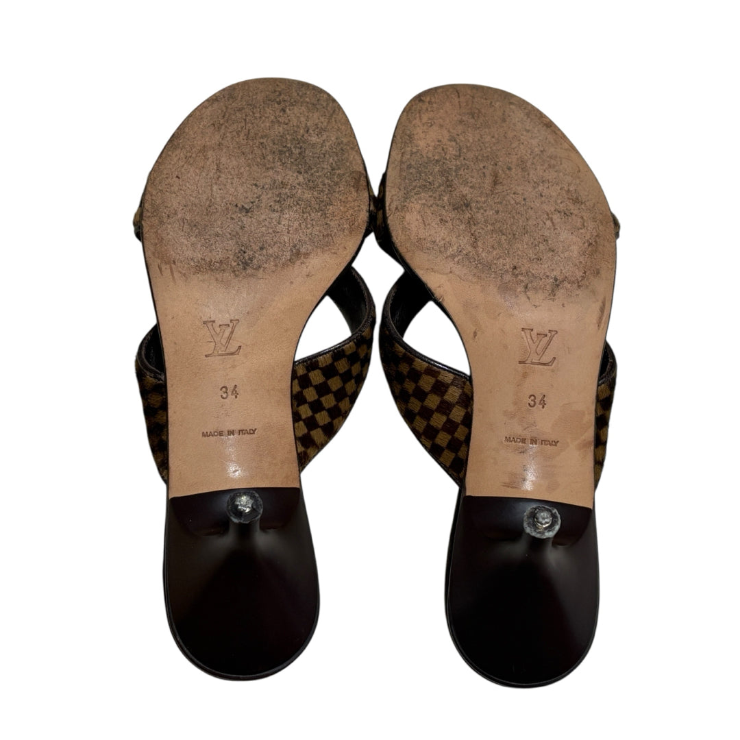 LOUIS VUITTON DAMIER PONY MULES EU34
