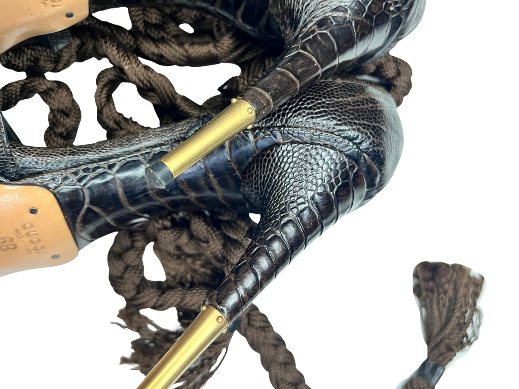 GUCCI WOVEN CROCODILE HEELS EU37.5