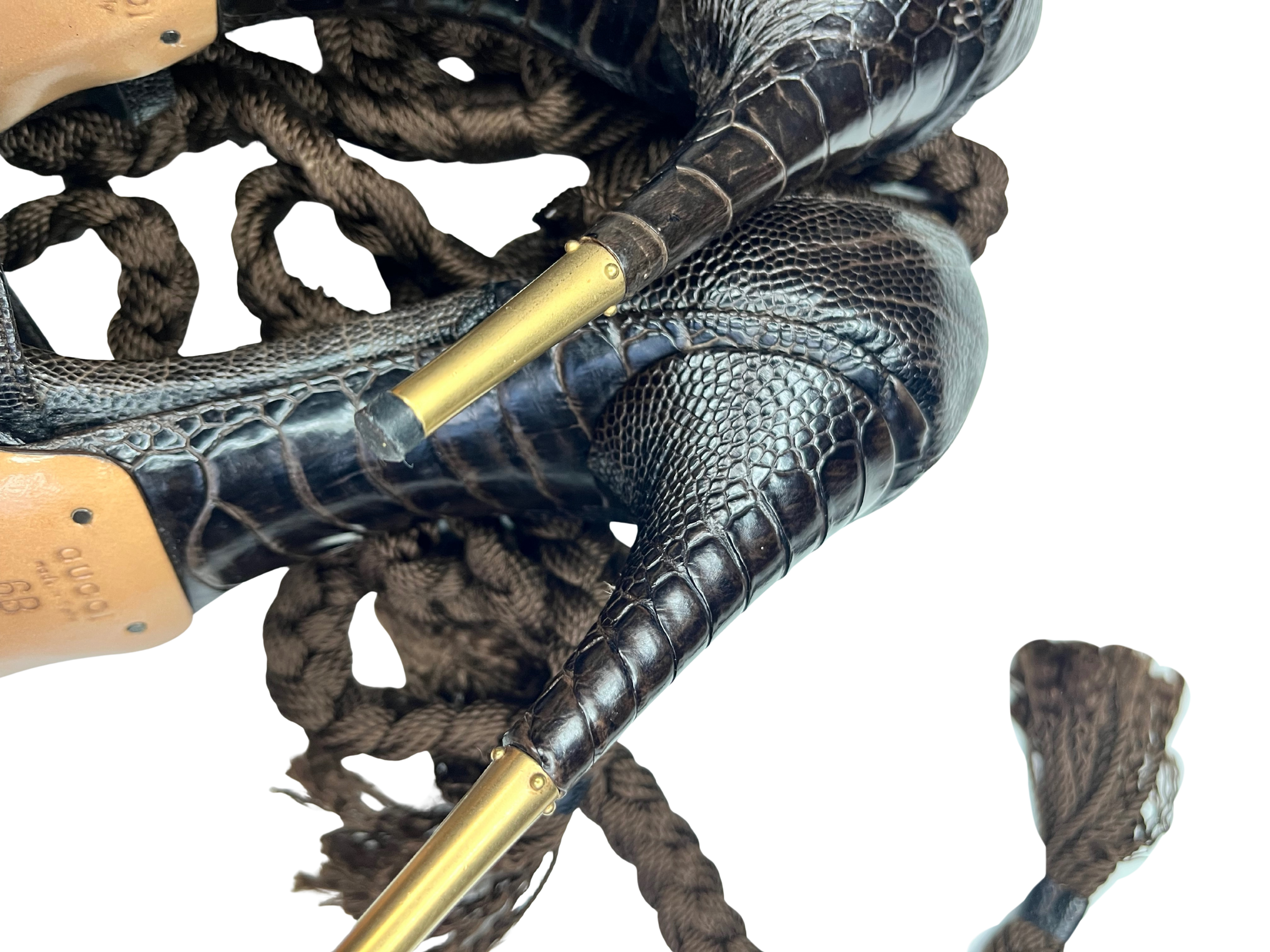 GUCCI WOVEN CROCODILE HEELS EU37.5