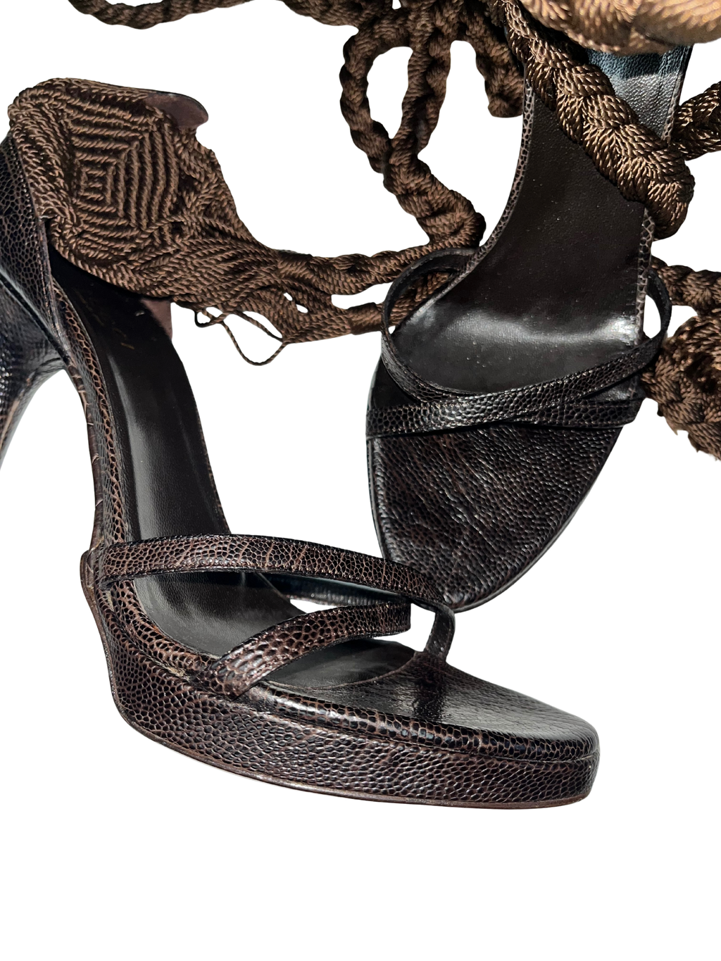 GUCCI WOVEN CROCODILE HEELS EU37.5