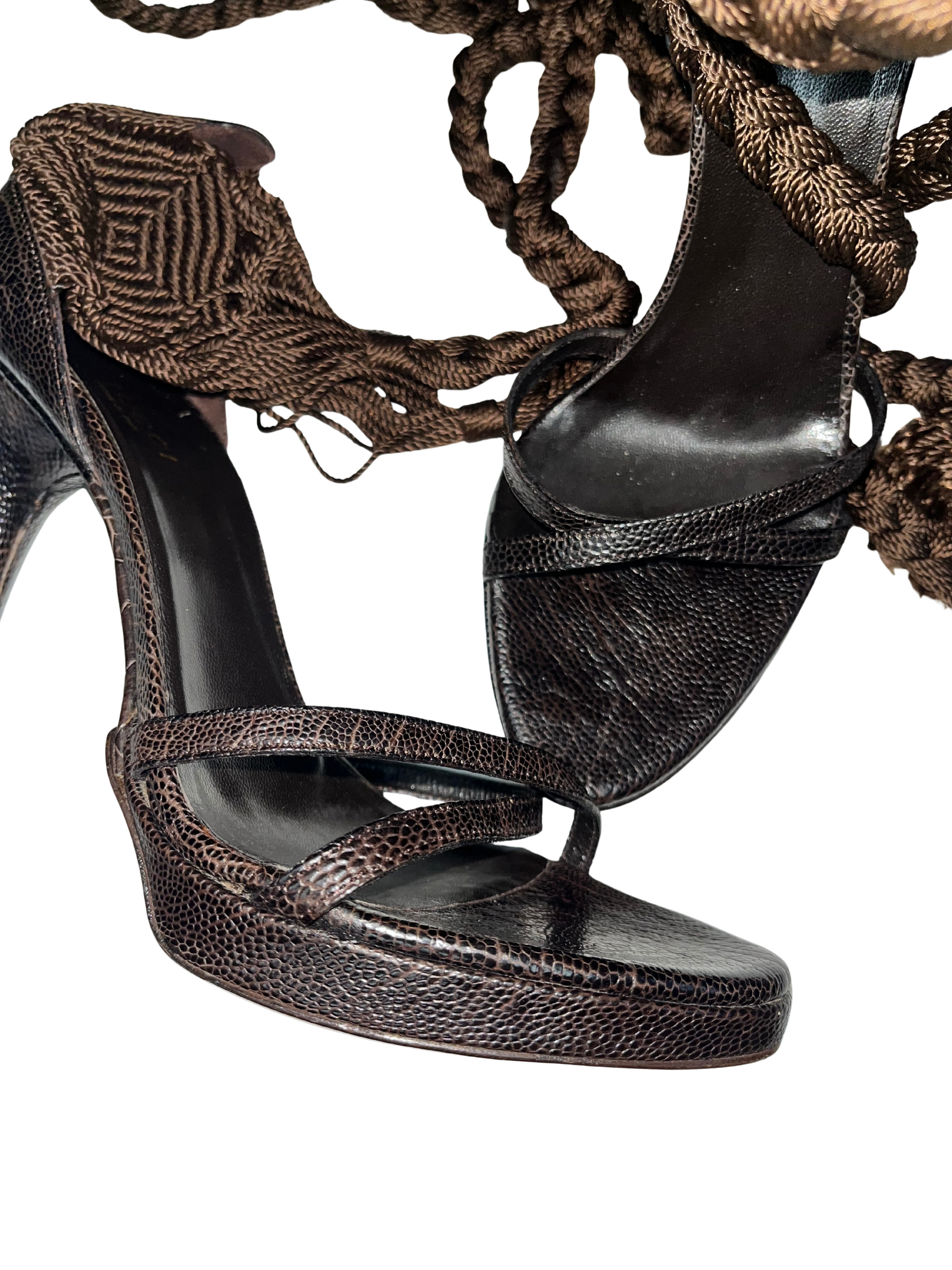 GUCCI WOVEN CROCODILE HEELS EU37.5