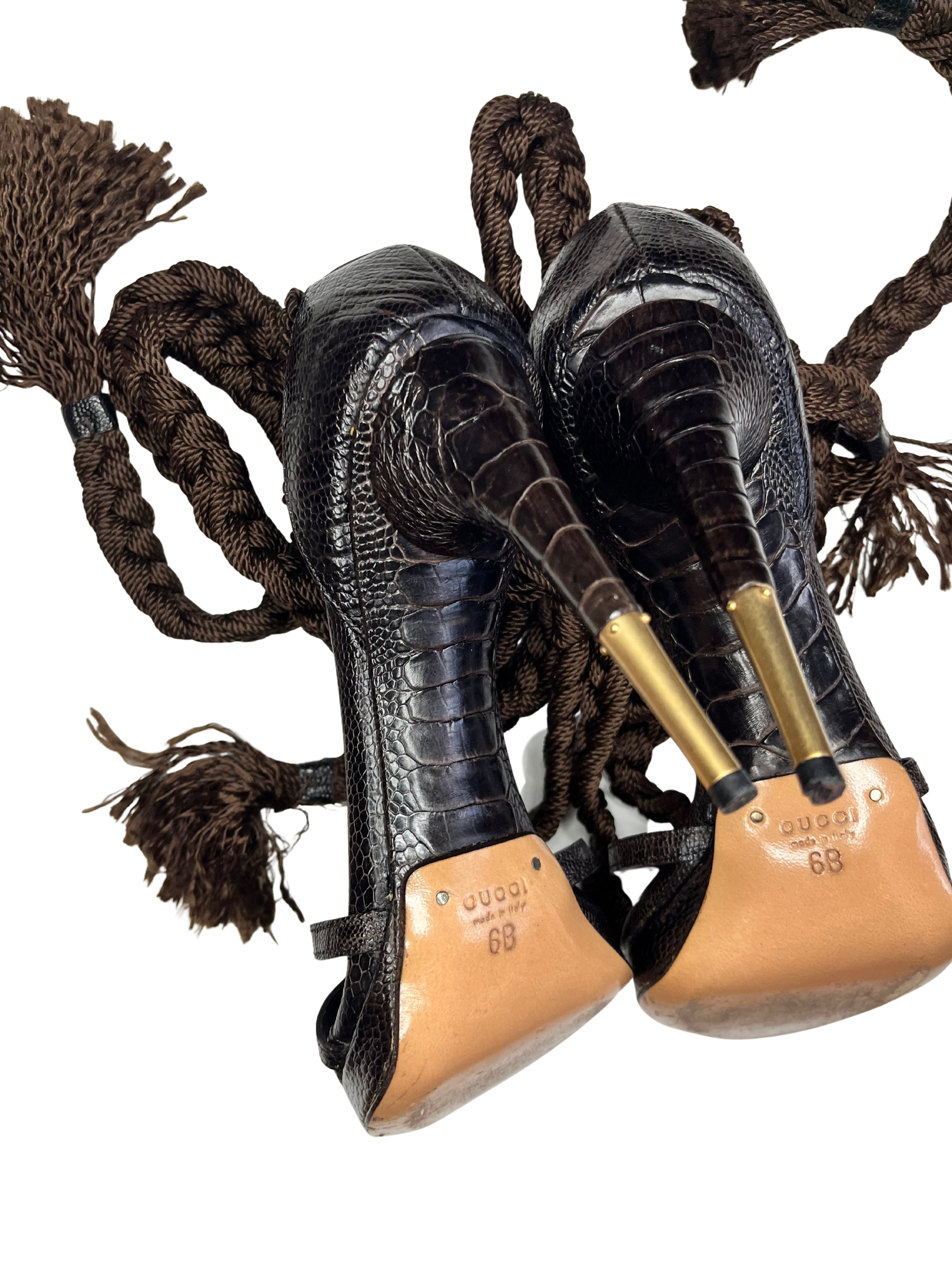 GUCCI WOVEN CROCODILE HEELS EU37.5